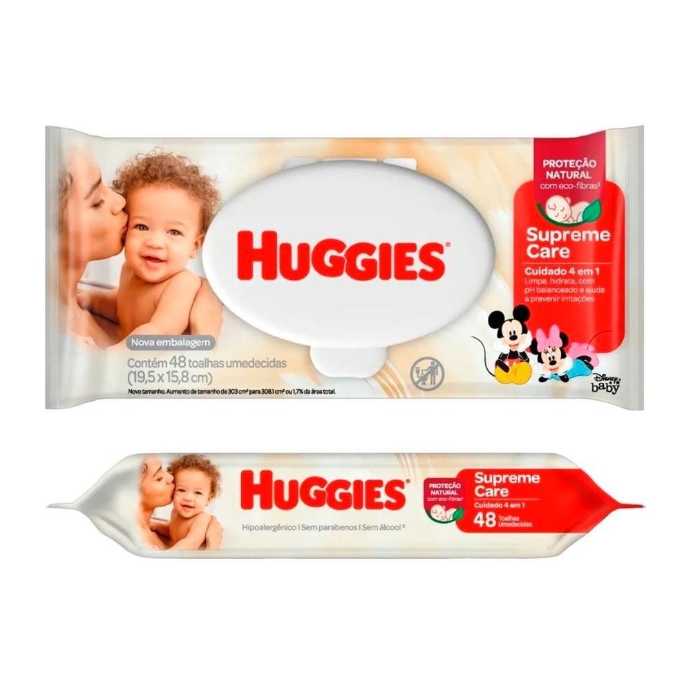 LENÇO UMEDECIDO HUGGIES NATURAL CARE COM 48 UNIDADES em Oferta na Shopee