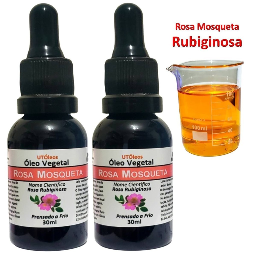 Kit 2 Óleo De Rosa Mosqueta RUBIGINOSA 100% Puro 60ml em Oferta na Shopee