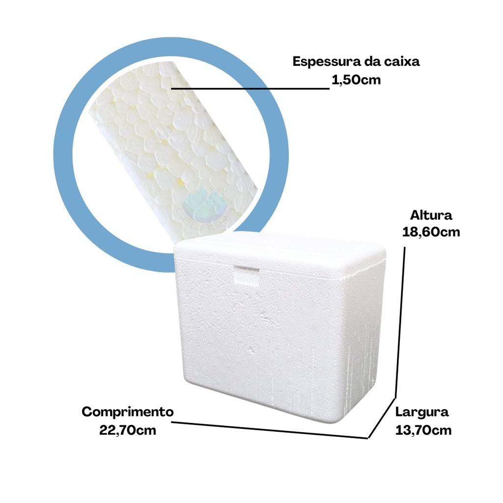Kit com 2 Caixas Térmicas de Isopor 3 Litros 22,70 x 18,60 x 13,70 cm