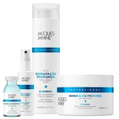 Kit Jacques Janine Hidratação Profunda Shampoo 240ml Máscara 240g Spray 60ml Ampola 15ml