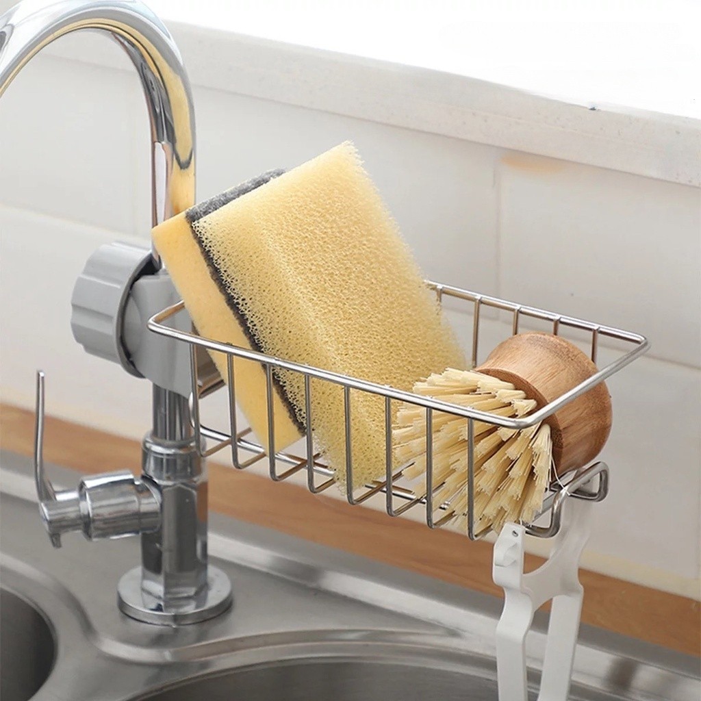 Kit 2 Cesto Multiuso Organizador Pia Escorredor Esponja Torneira Inox