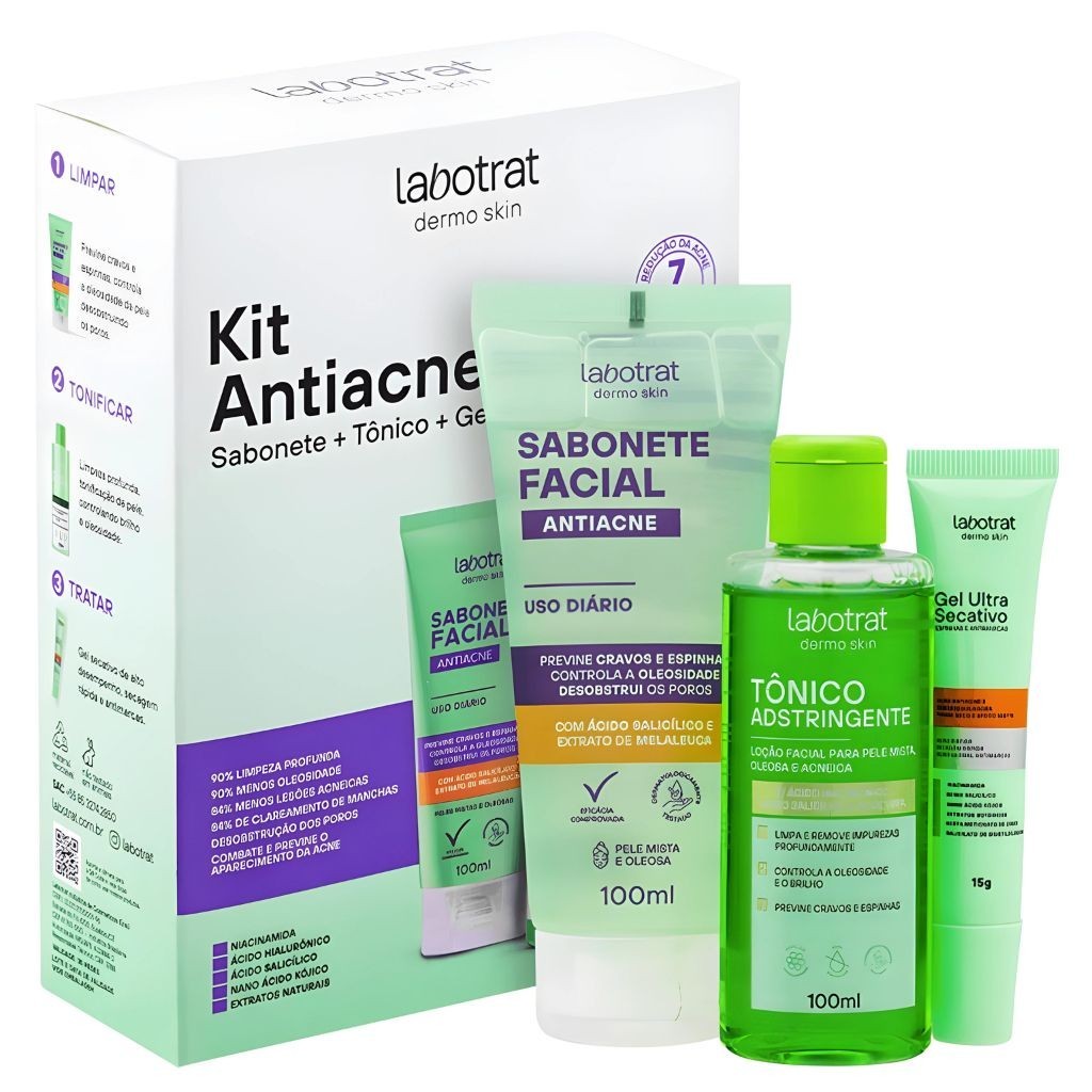 Kit Sabonete Gel Secativo E Tônico Facial - Antiacne Labotrat