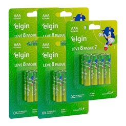 40 Pilhas Alcalina Aaa 3a Palito 1,5v LR03 5 Blisters Elgin