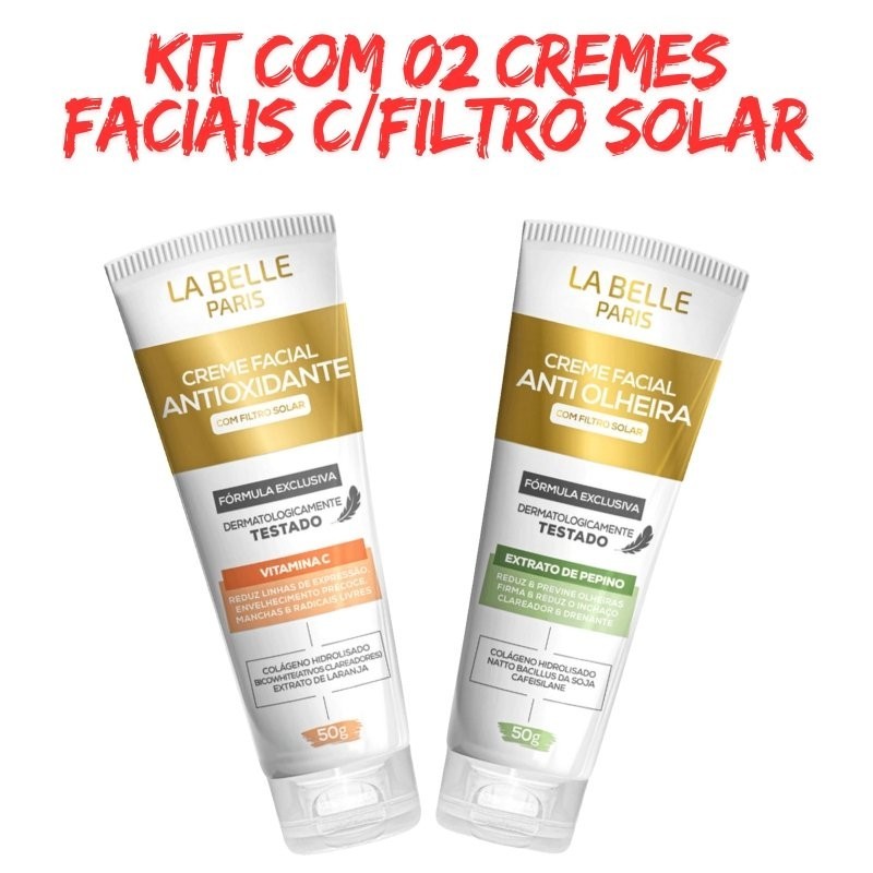 Kit com 01 La Belle Paris Creme Facial Antioxidante e 01 La Belle Creme Facial Anti-Olheira + BRINDE em Oferta na Shopee