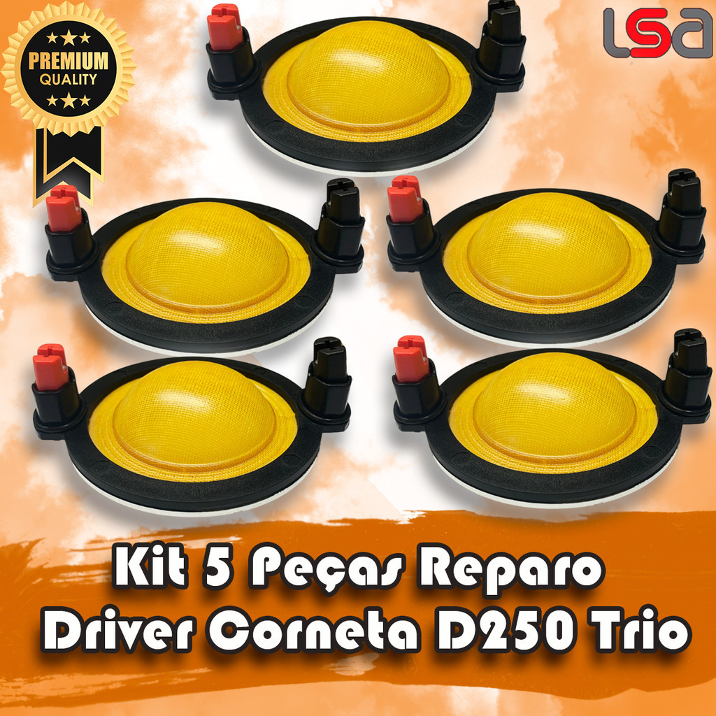 Kit (5) Reparos Driver Corneta D250 Trio Reforçado 8ohms 200w RMS