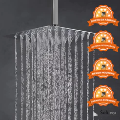 Ducha Ultra Slim Quadrado 20x20 Com Braço Suporte Teto