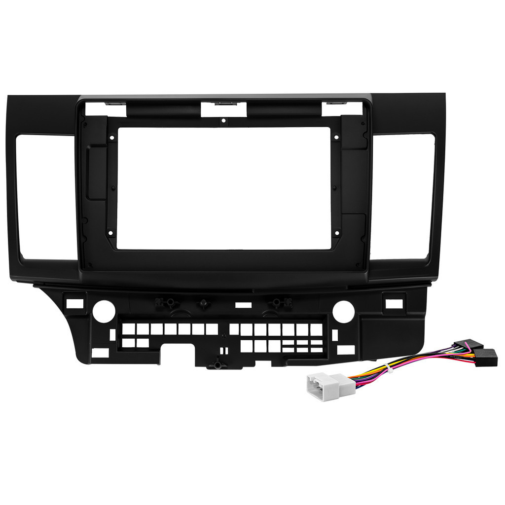 Kit Moldura Painel 10 Pol Lancer 2008 2009 2010 2011 2012 2013 2014 2015 2016 2017 2 DIn Preto Chicote Som