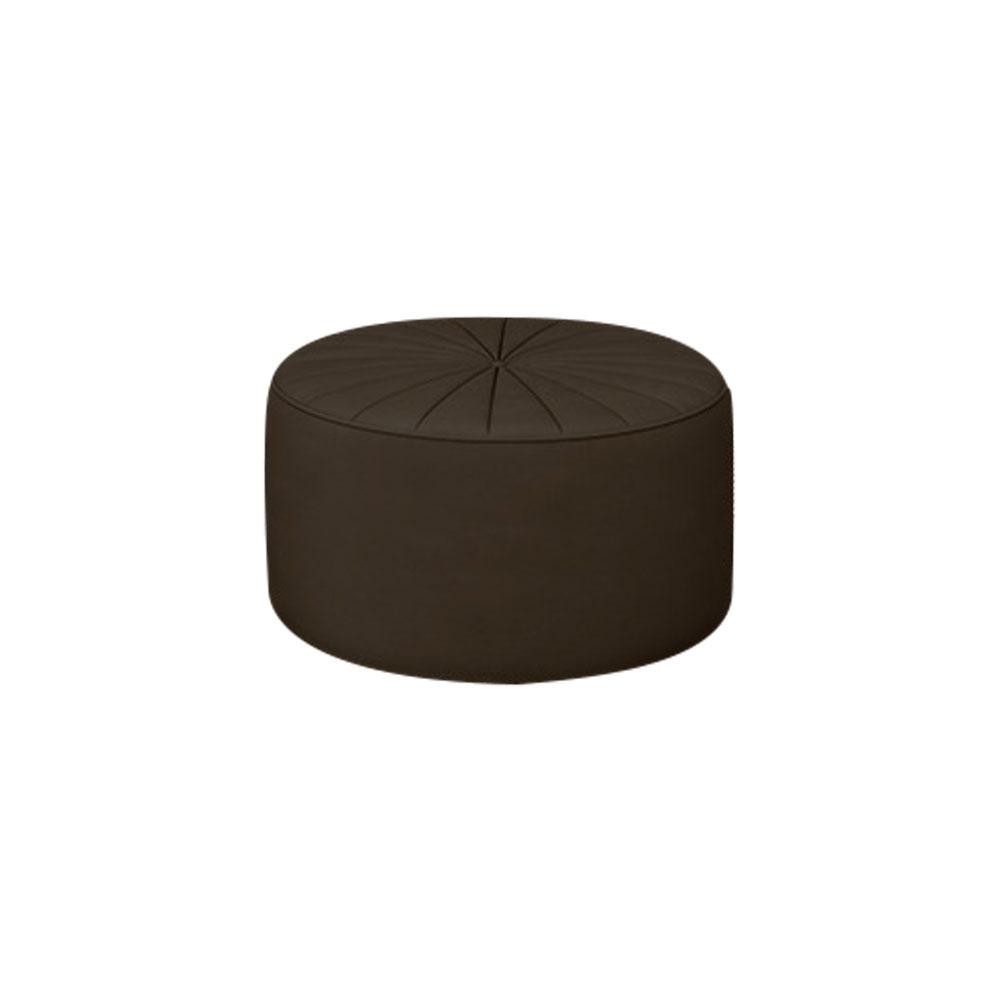 Puff Decorativo Sala De Estar Round Veludo Marrom G45 - Gran Belo