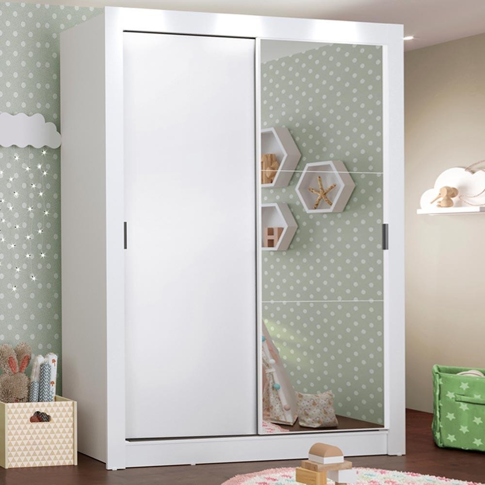 Guarda-Roupa Infantil Madesa Bento 2 Portas de Correr com Espelho 2 Gavetas - Home & Living