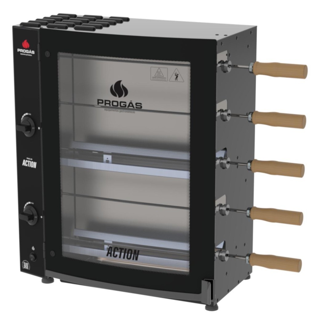 Imagem Forno Assador Rotativo 5 Espetos Tubular a Gás Prac-05t Action Bivolt - Progás P43589