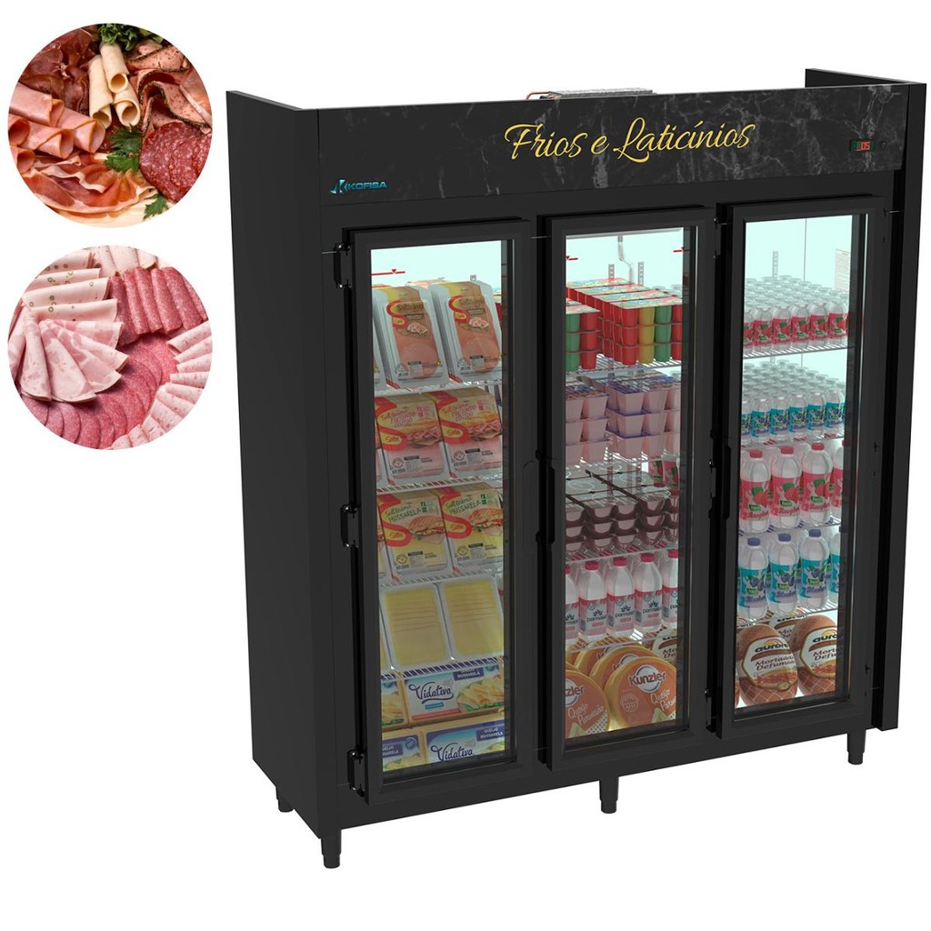Expositor Auto Serviço Linha Blanc Refrigerador 3 Portas Frios E Laticinios Kofisa