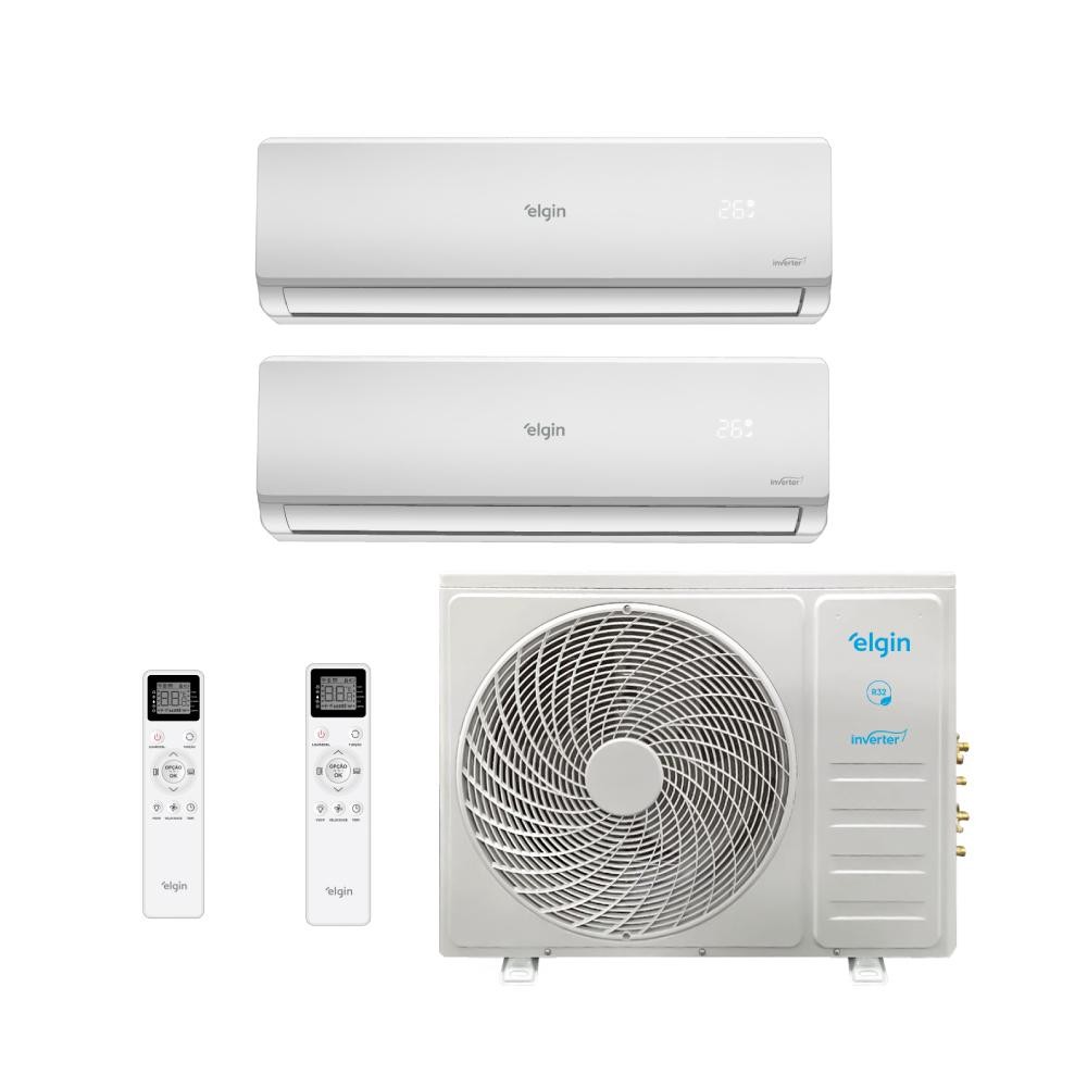 Ar Condicionado Bi Split Hi Wall Inverter Elgin Total Plus 18000 BTUs (9000+9000) Quente/Frio MTQE18C2CB - 220V em Oferta na Shopee
