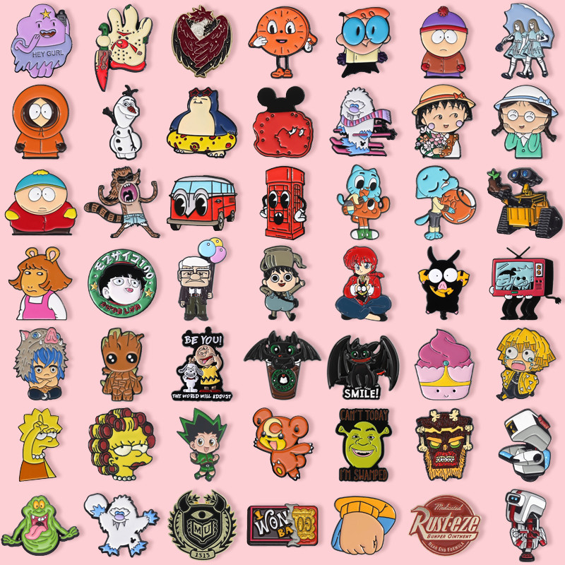100 Estilos Animação Anime Filme Personagem De Desenho Animado Broche Esmaltado Personalidade Fofa Emblema De Metal Moch em Oferta na Shopee
