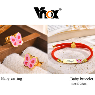 Vnox Personalizado Borboleta Pulseira Brinco Conjunto Para Bebê Menina , Recém-Nascido Criança Nascimento Corda Vermelha em Oferta na Shopee