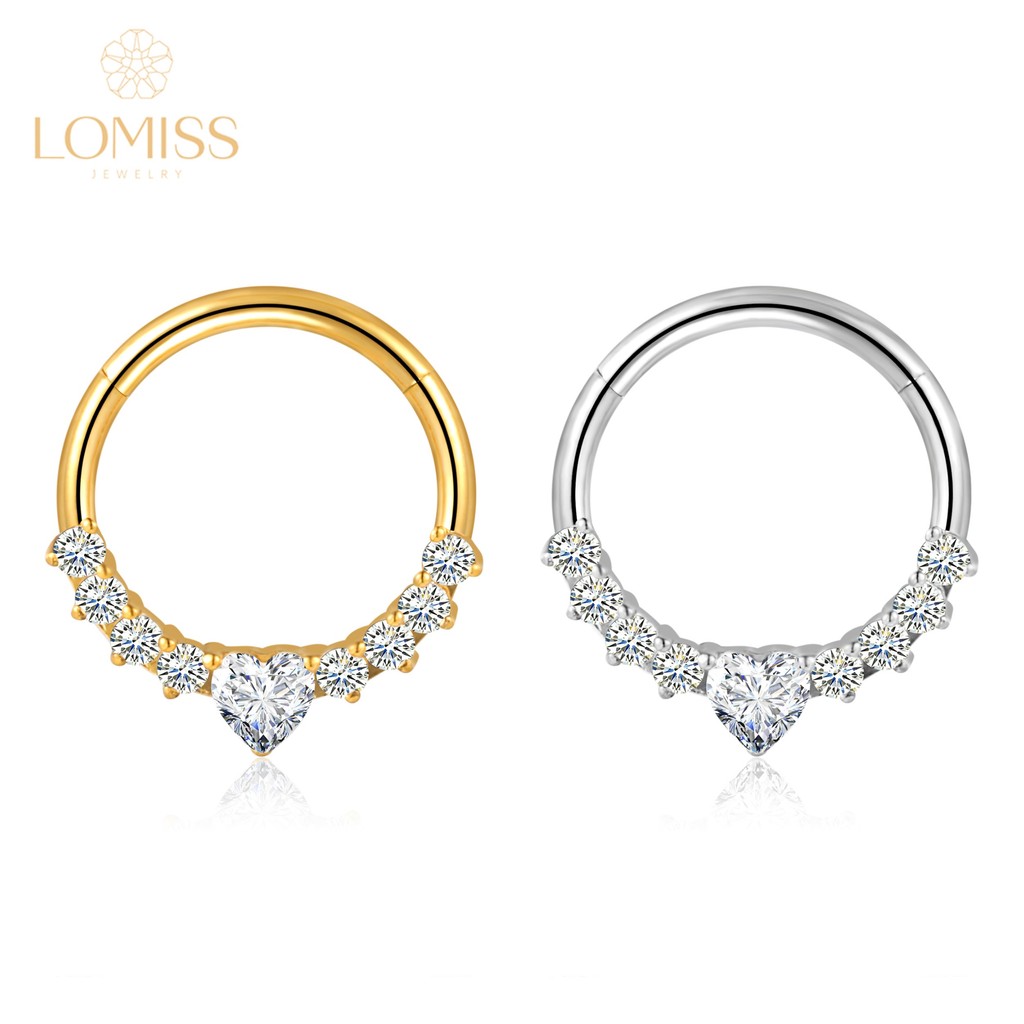 Piercing Argola Aço Cirúrgico Helix Septril Rook Conch Coração Zircônias Craveja