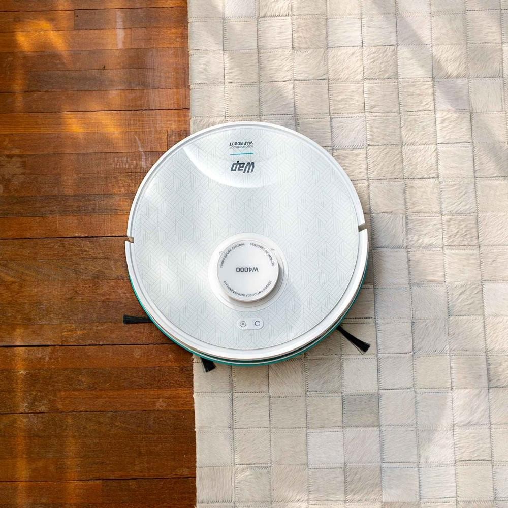 Detalhes do Robô Aspirador de Pó WAP ROBOT W4000 Varre Passa Pano MOP Agenda Limpeza com Controle e APP 127V