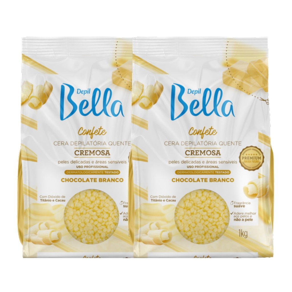 Kit 2 Ceras Depilatória Chocolate Branco Pérola Depil Bella