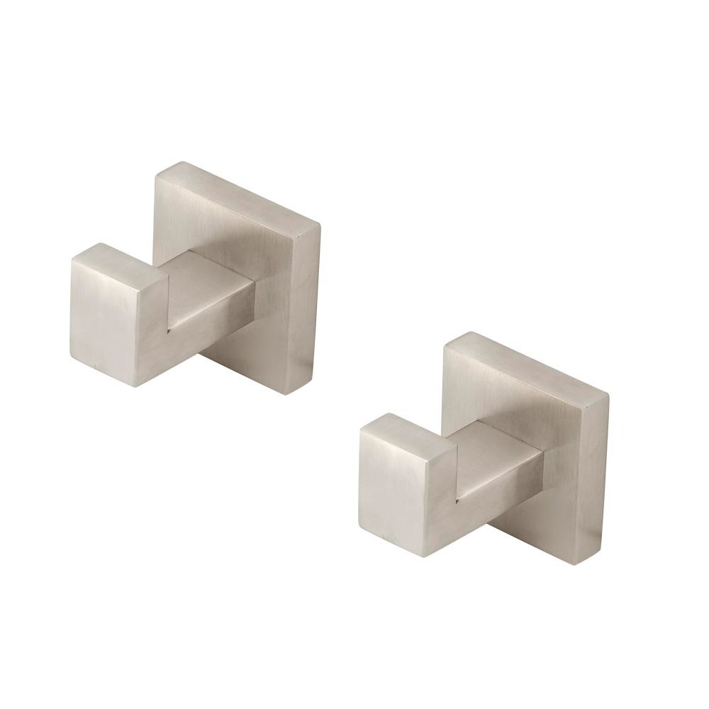 Kit 2 Porta Toalha Cabide Quadrado Inox Escovado Banheiro