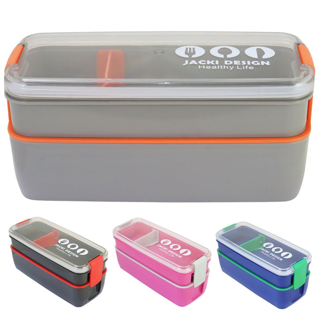 Pote C/ 2 Andares Marmita C/ Trava Freezer Microondas Plástico Fitness P/ Trabalho Escola Faculdade Passeio Portátil