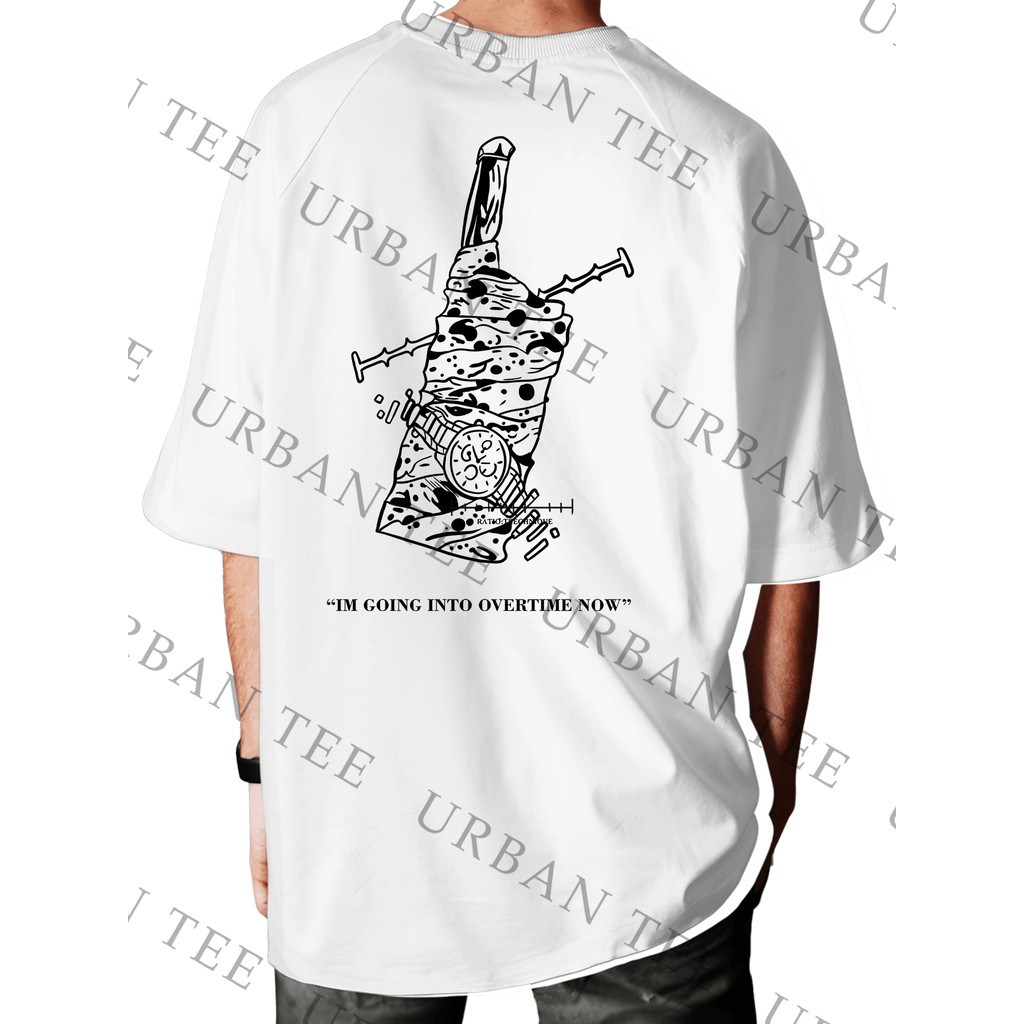 Camiseta Unissex Oversized Plus Size Feminina Masculina OVERSIZED Streetwear Nanami Kento Ratio Technique Overtime Uniss