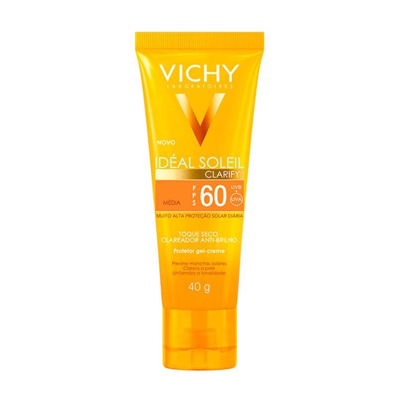 Protetor Solar Facial Vichy Idéal Soleil Clarify FPS60 Média 40g em Oferta na Shopee