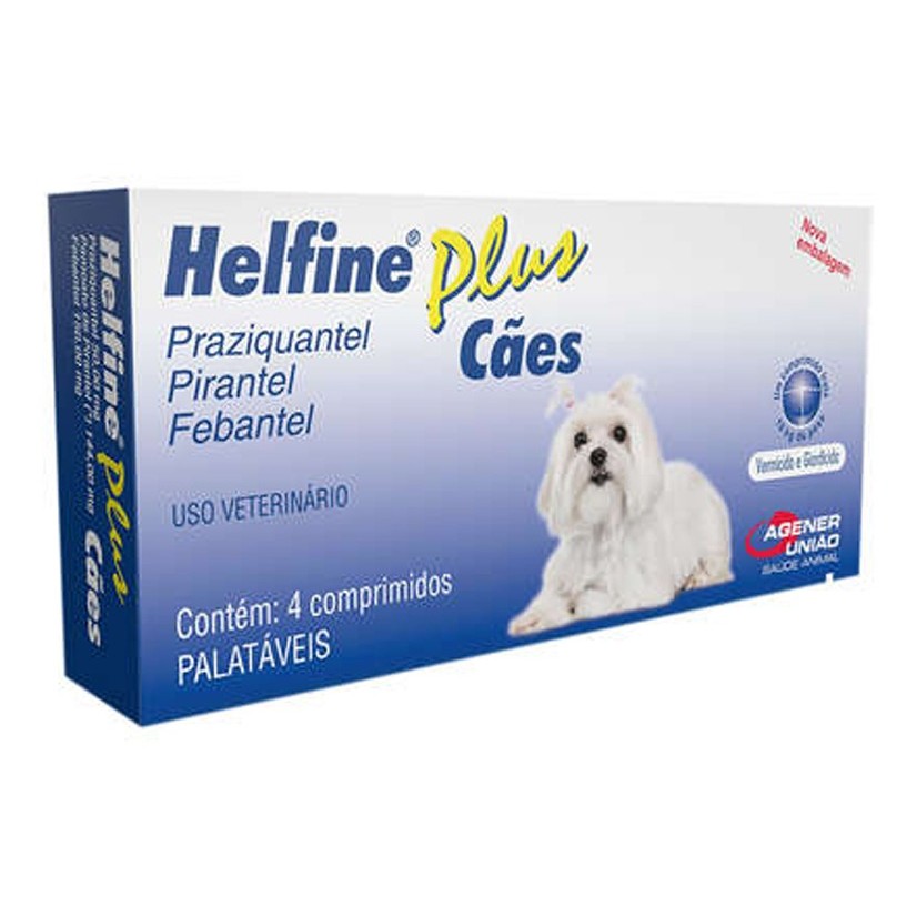 Vermífugo Helfine Plus 4 Comprimidos para Cães Agener em Oferta na Shopee