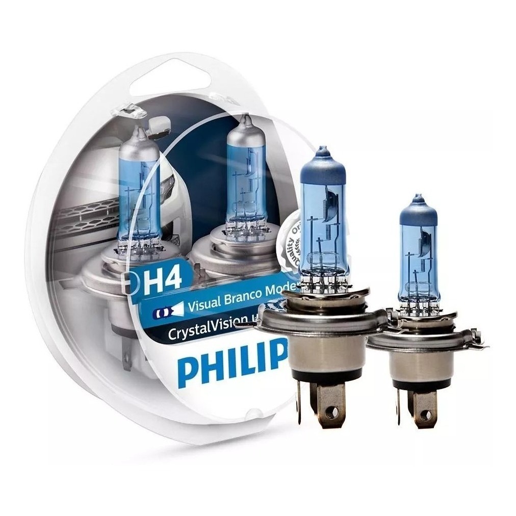 Lampada Philips H4 Crystal Vision Ultra 4100k + Pingo T10 Gratis 4100K em Oferta na Shopee