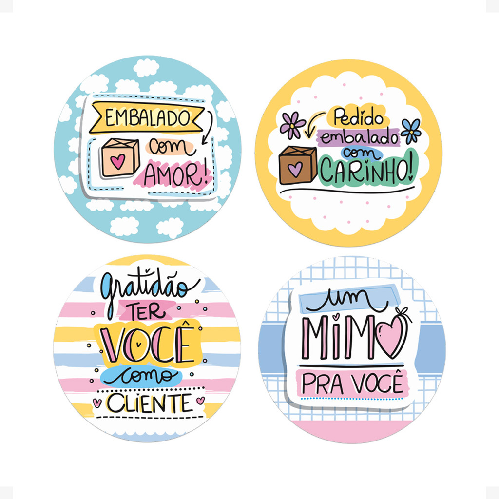 100 Etiquetas Frases Prontas Adesivo Redondo 3x3 cm Mimos em Oferta na Shopee