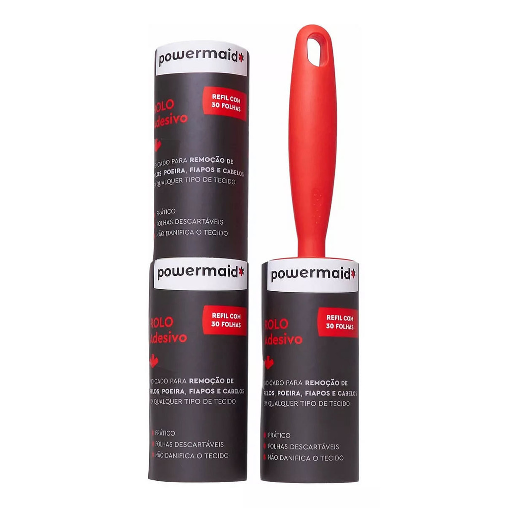 Rolo Adesivo Tira Pelos Roupa Powermaid Com 2 Refis Kit Pet