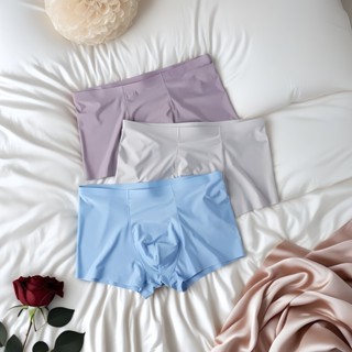 Cueca Boxer Masculina De Seda Gelada , Fina , Sem Costura , Boxers Respiráveis Para Jovens em Oferta na Shopee
