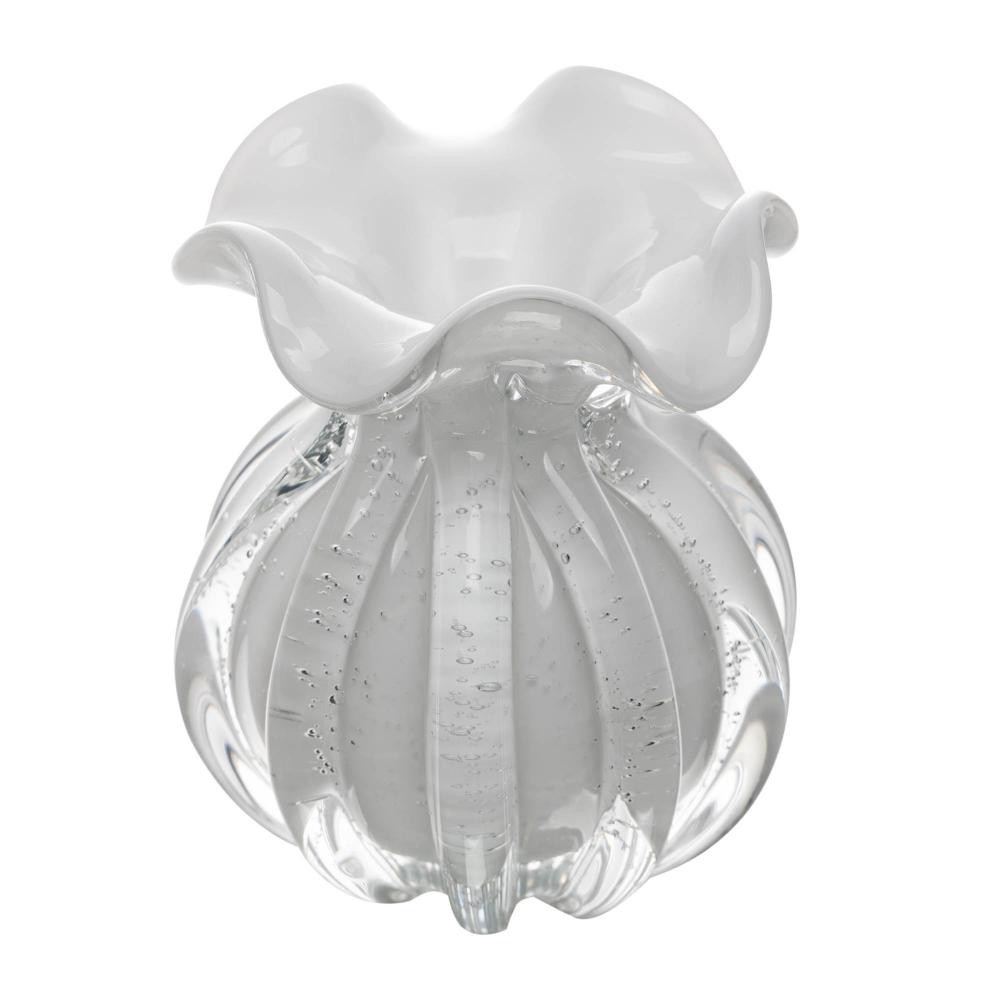 Vaso Wolff Italy de Vidro Branco Leitoso 11cm x 13cm em Oferta na Shopee