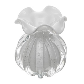 Vaso Wolff Italy de Vidro Branco Leitoso 11cm x 13cm em Oferta na Shopee