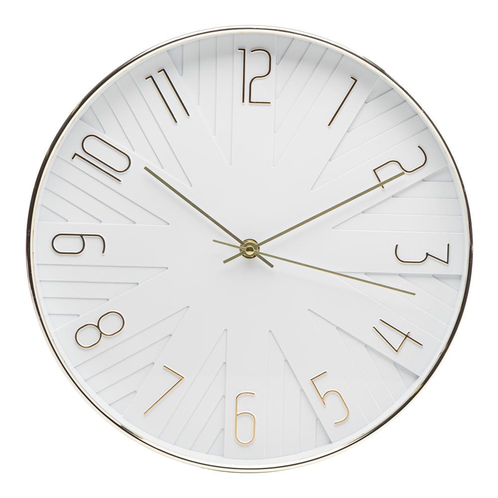 Relógio de Parede Modern 30,5cm Plástico Branco Wolff para Sala Quarto Cozinha Escritório Decoração Minimalista Elegante