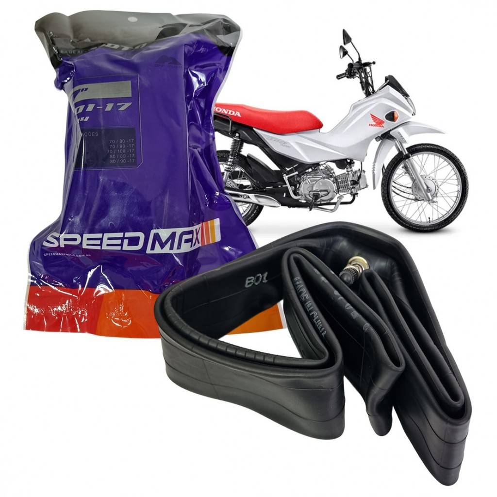 Câmara de Ar Aro 17 P/ Motos - Speedmax - 2.25-17, 2.50-17, 2.75-17, 60/100-17 - Biz Pop Dream Crypton Super 100 Zig