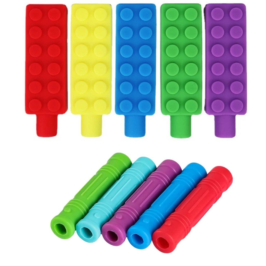Mordedor Sensorial Ponteira de Silicone Lápis p/ Autismo TDAH Infantil 3 UND