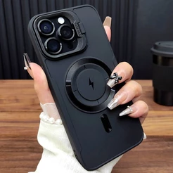 Capa De Telefone Com Suporte De Carregamento Sem Fio Macio Para iPhone 11 12 13 14 15 16 Pro Max Plus Magnética