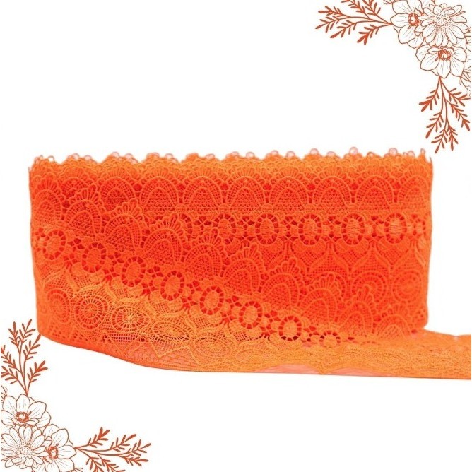 Renda Guipir CHL-582 10.0 Cm -  Rolo C/13.7 Metros Cor:Laranja-Neon