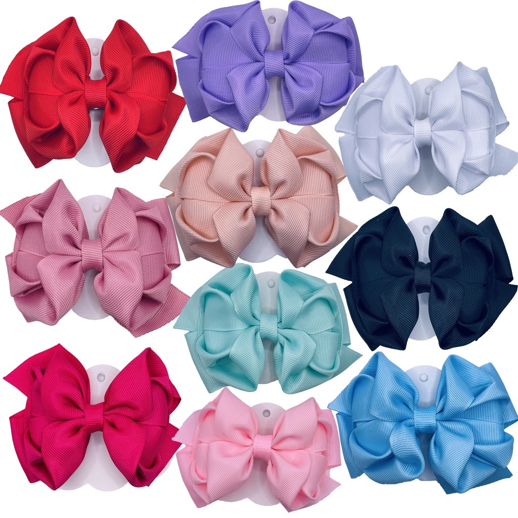 Kit 10/6 Laços de Cabelo Infantil – Fita Gorgorão Lisa | Cores Sortidas em Oferta na Shopee