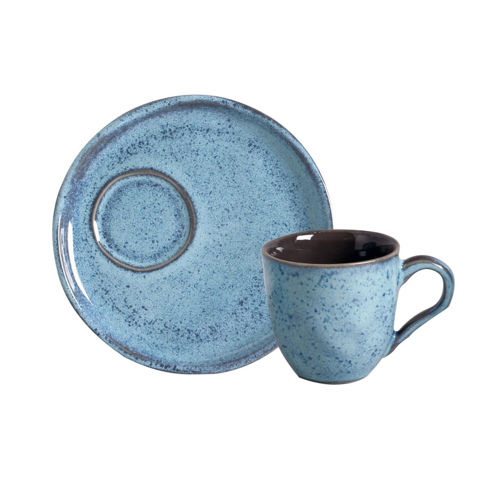 Conjunto com 6 Xícaras De Café Orgânico 70ml com 6 Pires Descentralizado Breeze - Home & Living