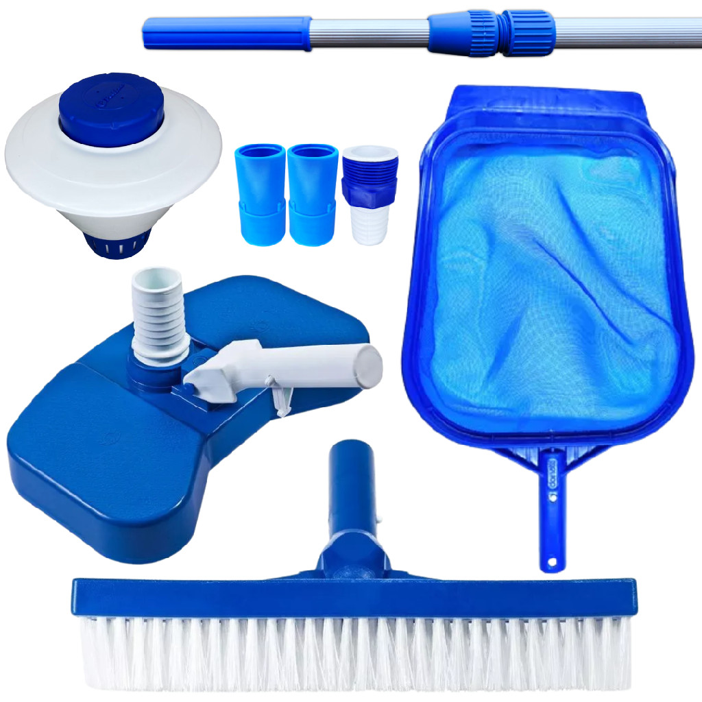 KIT LIMPEZA PARA PISCINAS COM CLORADOR E CABO DE 2 METROS