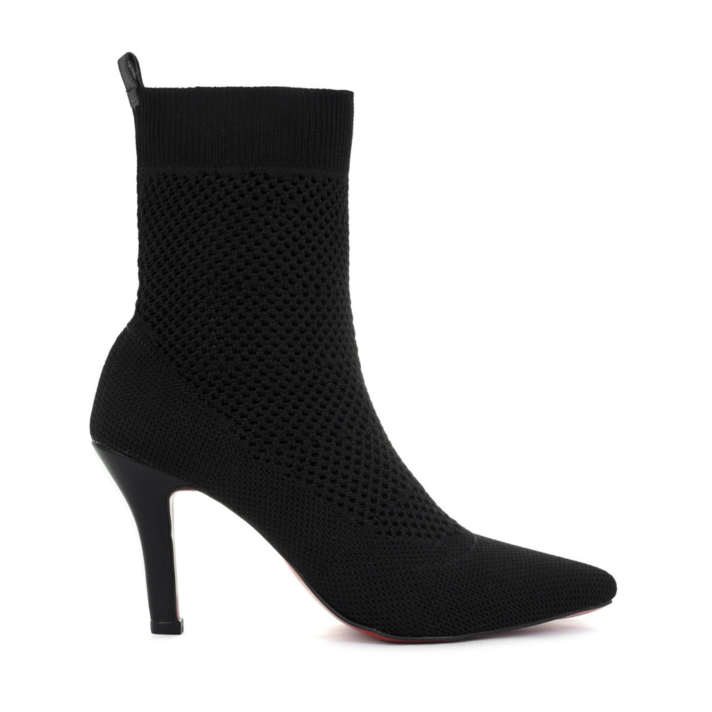 Bota Feminina Meia Salto Alto Agulha Bico Fino, botas de tricô, sapatos da moda Ref: 8044