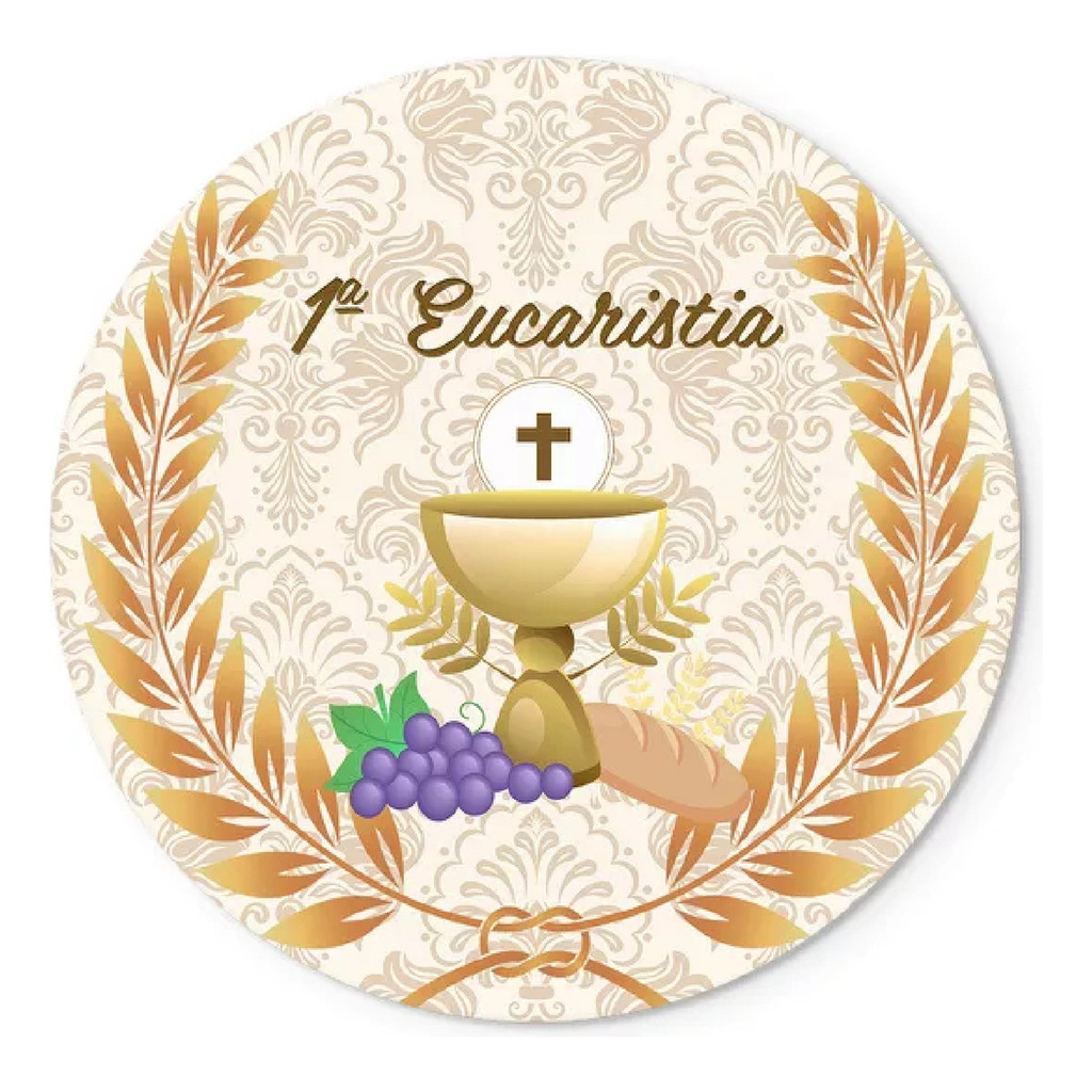 Painel Redondo Crisma Eucaristia Santa Ceia 50x50cm Elastico em Oferta na Shopee