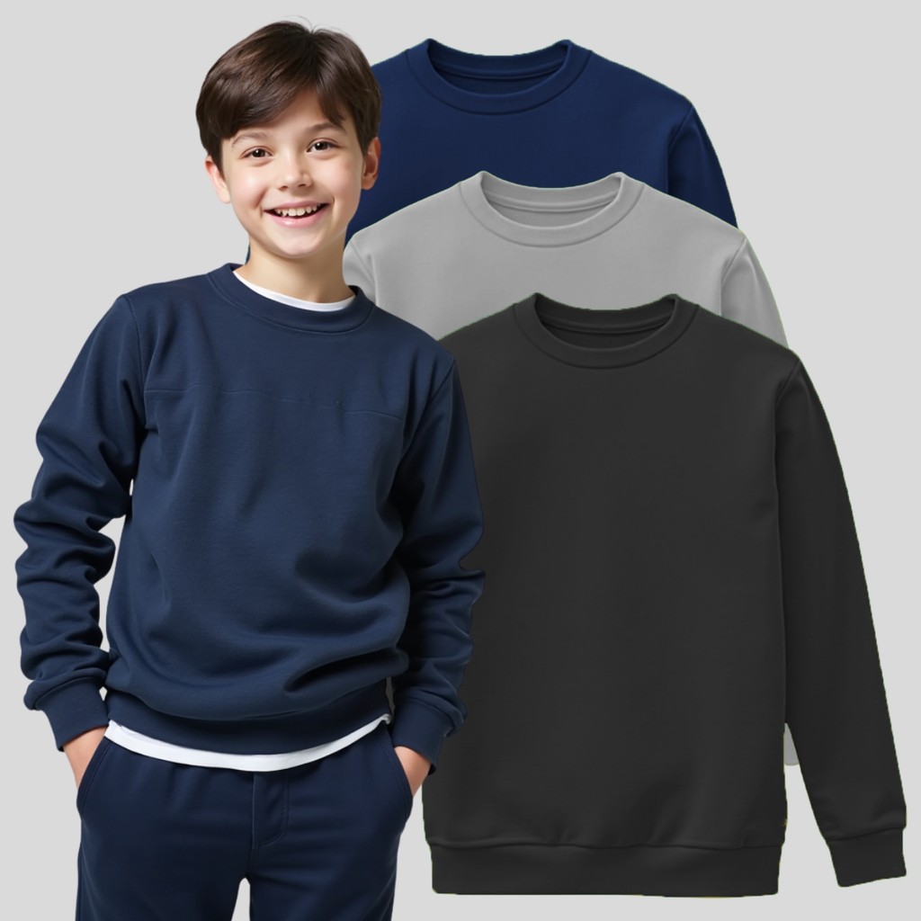 Kit 2 Blusa Moletom Infantil Menino Menina Gola Redonda Sem Capuz Inverno Fafenix Premium em Oferta na Shopee