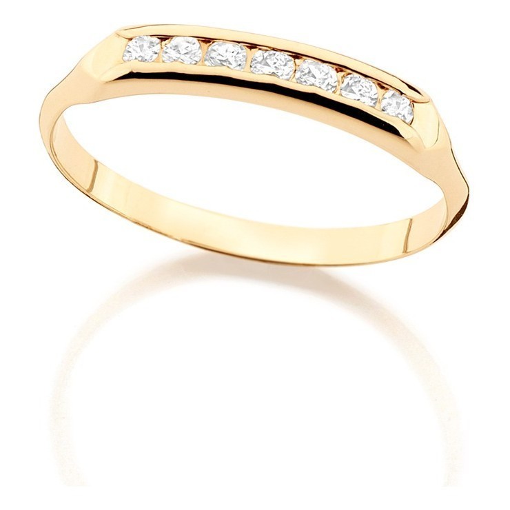 Anel Meia Aliança Com Cristais. Rommanel 510999 em Oferta na Shopee