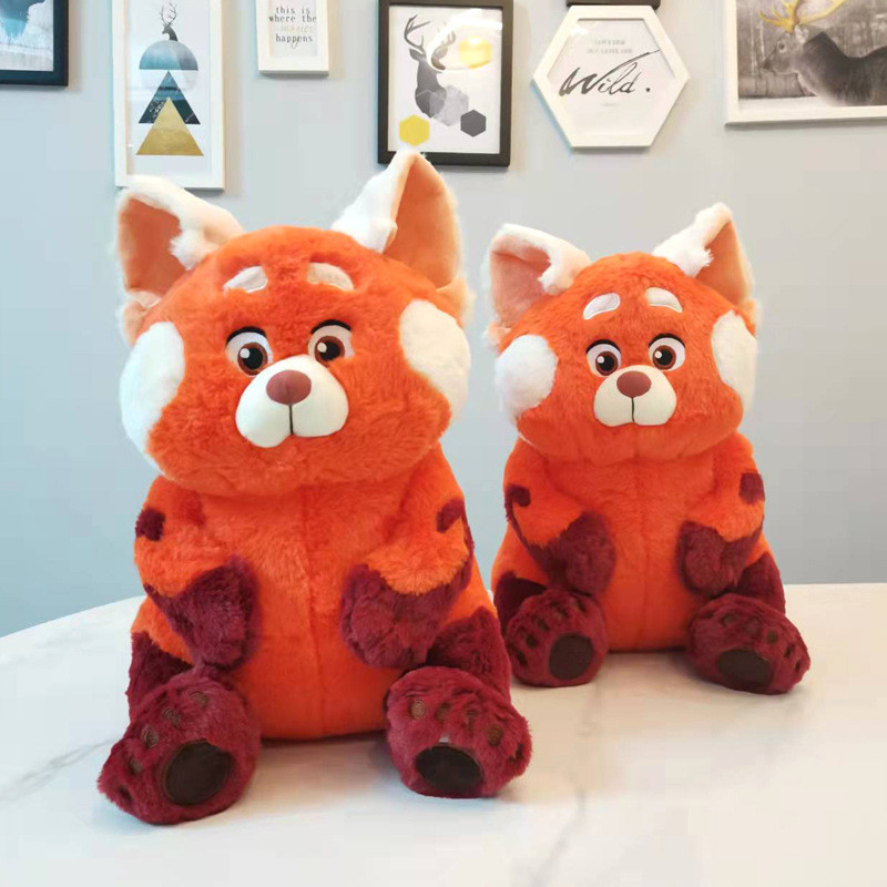 Disney virando vermelho juventude metamorfose girando panda vermelho brinquedo de pelúcia boneca guaxinim