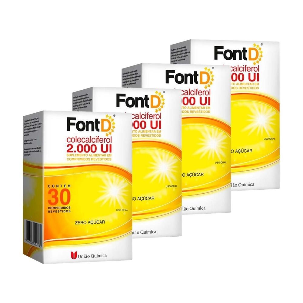 Kit  4 Unidades Vitamina D Font D 2.000UI c/ 30 cápsulas
