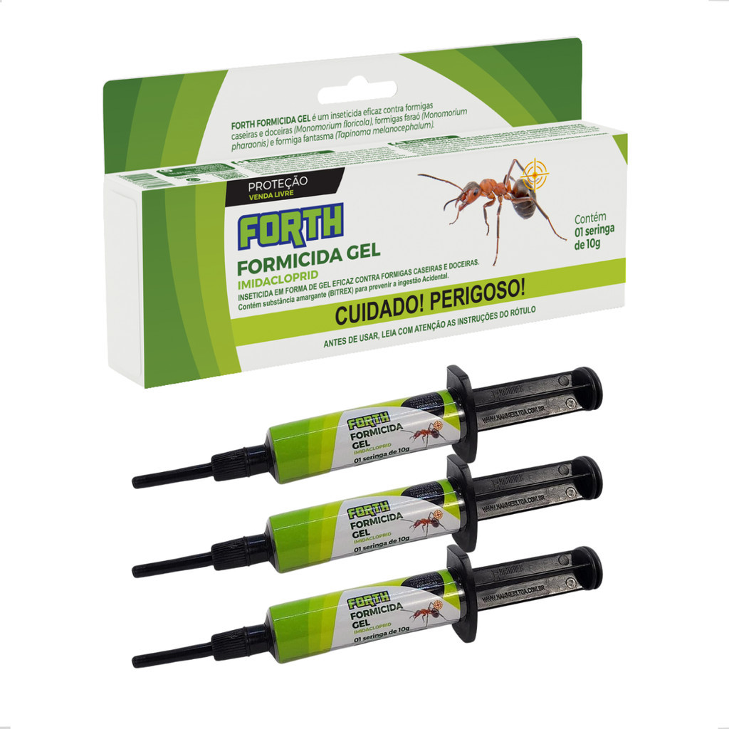 Kit 3 Formicida Gel Mata Formiga Caseira Doceira Faraó Fantasma Formigão 10g bisnaga Forth Jardim em Oferta na Shopee
