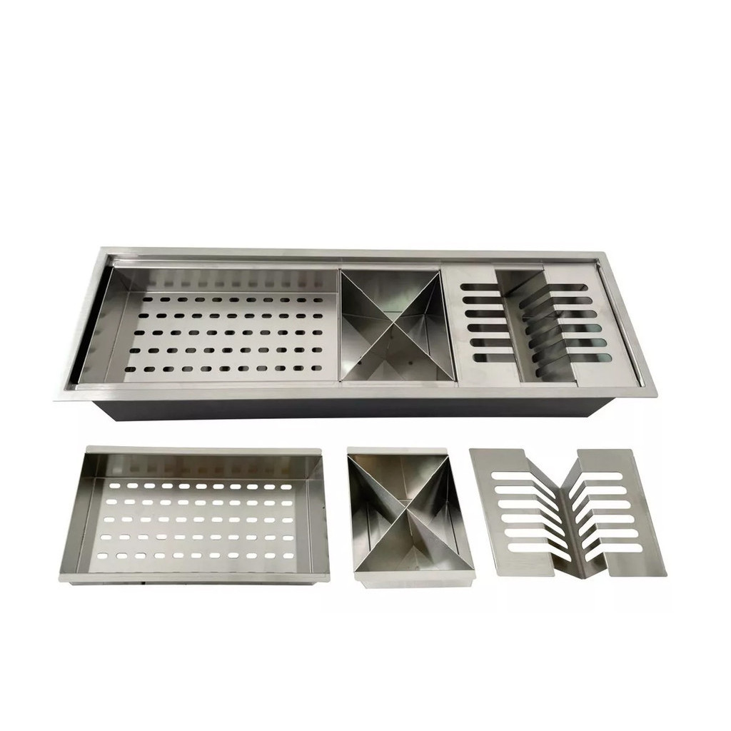 Calha Gourmet 60cm Úmida Canal Organizador Escorredor Inox