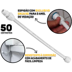 Engate Rabicho Flexível Água Fria Para Torneira Caixa De Descarga Lavatório Branco 50cm Tigre