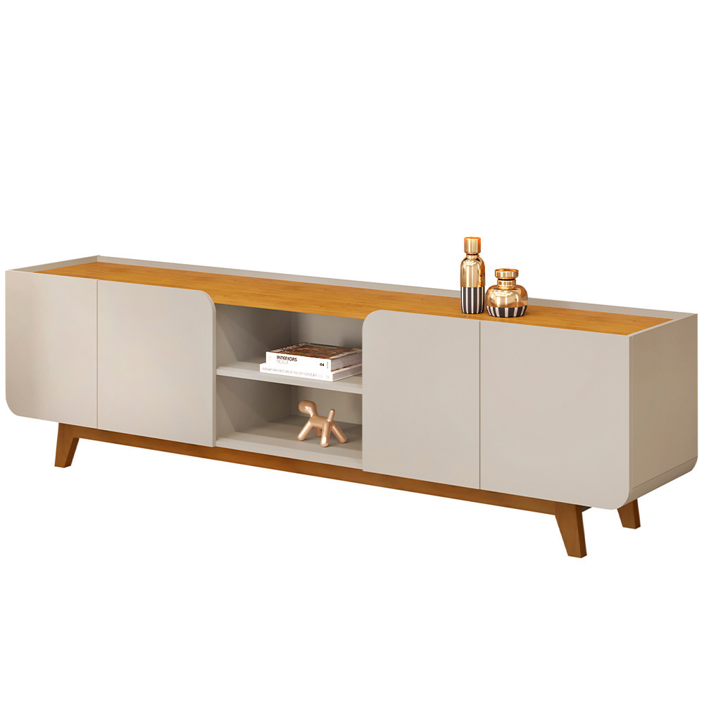 Rack Para Sala de Estar TV 75 Pol Cine D05 Bali Cedro - Lyam Decor - Home & Living